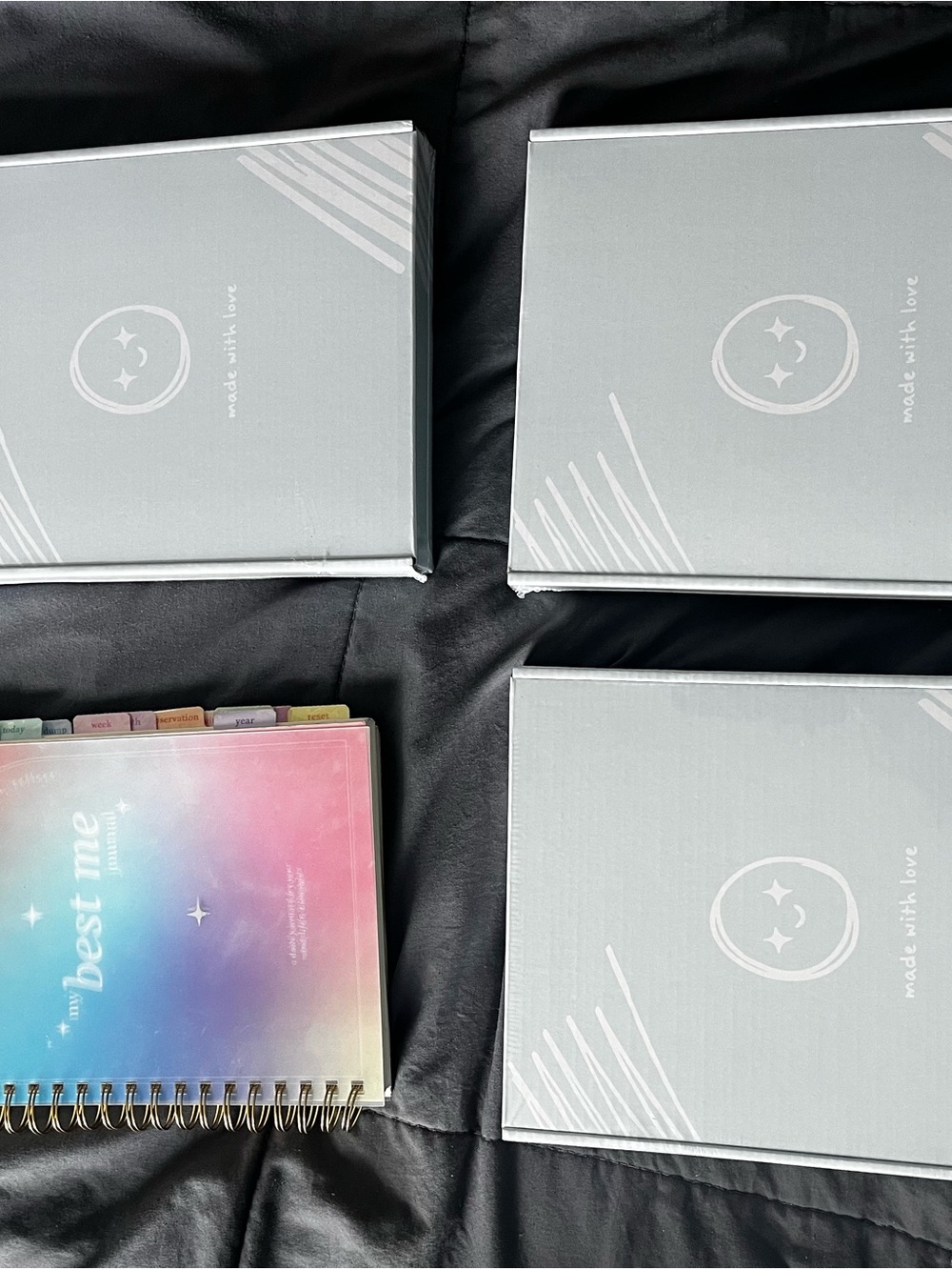 Pastel Rainbow Spiral Planner with Light Gray Boxes bundle of 3!